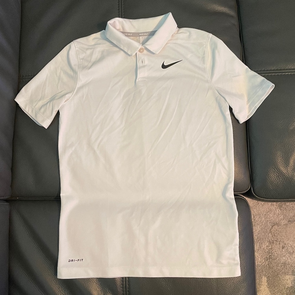 Nike White Dri-Fit Golf Polo Boys L.
